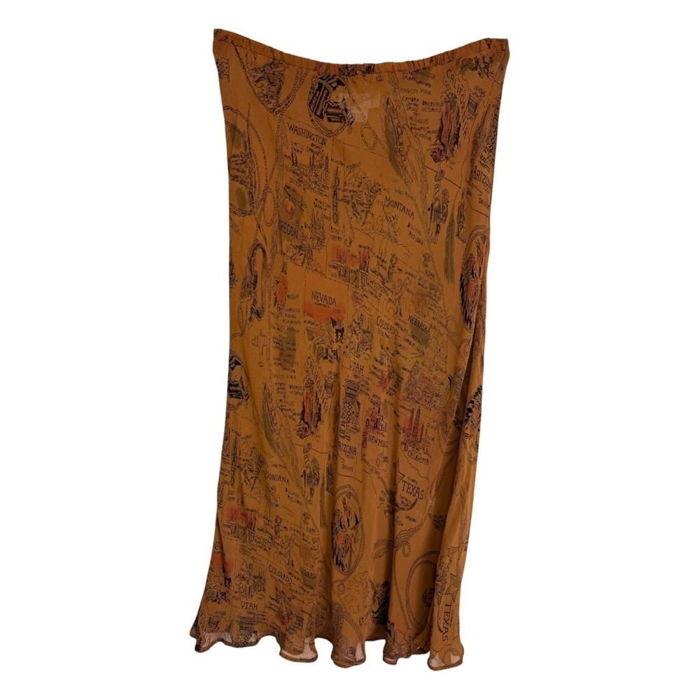 Vintage Western Americana Novelty USA Map Print Slip Skirt Size Medium 90s - Picture 7 of 7